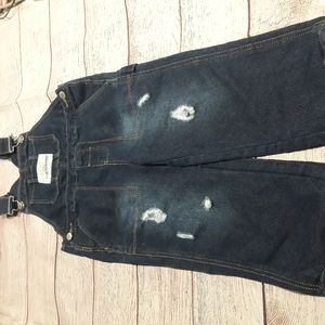 DKNY Denim distressed bibbed overalls size 3T Official uniform of New York